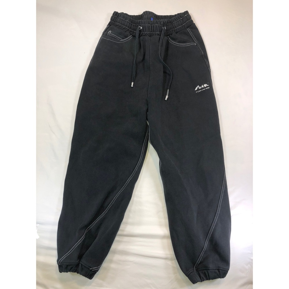 ADER Error Washed Black Contrast Stitch Sweatpants A1 Logo Joggers